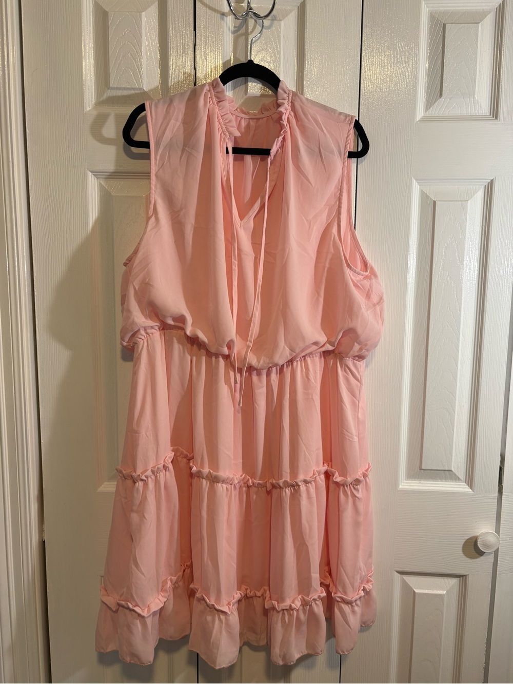 Sleeveless Pink Tiered Ruffle Dress